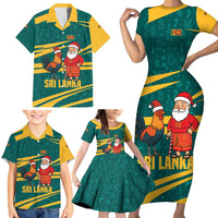 Sri Lanka Christmas Family Matching Short Sleeve Bodycon Dress and Hawaiian Shirt with Santa Claus Rooster Festive Pattern and National Flag Design - Wonder Print Shop