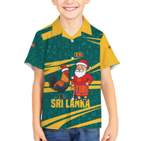 Sri Lanka Christmas Family Matching Short Sleeve Bodycon Dress and Hawaiian Shirt with Santa Claus Rooster Festive Pattern and National Flag Design - Wonder Print Shop