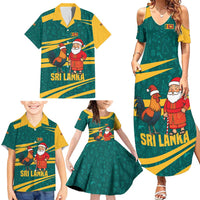 Sri Lanka Christmas Family Matching Summer Maxi Dress and Hawaiian Shirt with Santa Claus Rooster Festive Pattern and National Flag Design - Wonder Print Shop