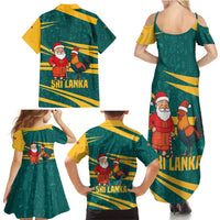 Sri Lanka Christmas Family Matching Summer Maxi Dress and Hawaiian Shirt with Santa Claus Rooster Festive Pattern and National Flag Design - Wonder Print Shop