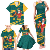 Sri Lanka Christmas Family Matching Tank Maxi Dress and Hawaiian Shirt with Santa Claus Rooster Festive Pattern and National Flag Design - Wonder Print Shop