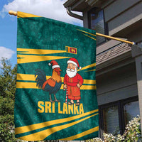 Sri Lanka Christmas Garden Flag with Santa Claus Rooster Festive Pattern and National Flag Design - Wonder Print Shop