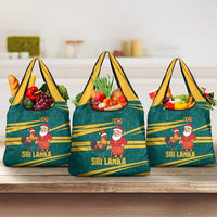 Sri Lanka Christmas Grocery Bag with Santa Claus Rooster Festive Pattern and National Flag Design - Wonder Print Shop