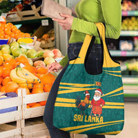 Sri Lanka Christmas Grocery Bag with Santa Claus Rooster Festive Pattern and National Flag Design - Wonder Print Shop
