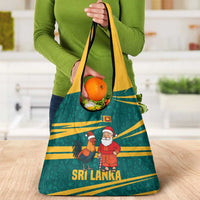 Sri Lanka Christmas Grocery Bag with Santa Claus Rooster Festive Pattern and National Flag Design - Wonder Print Shop