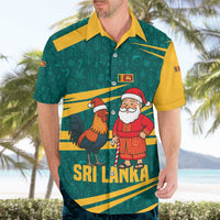 Sri Lanka Christmas Hawaiian Shirt with Santa Claus Rooster Festive Pattern and National Flag Design - Wonder Print Shop