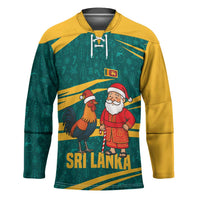 Sri Lanka Christmas Hockey Jersey with Santa Claus Rooster Festive Pattern and National Flag Design - Wonder Print Shop
