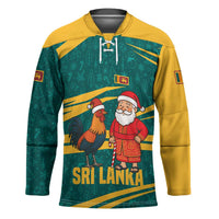 Sri Lanka Christmas Hockey Jersey with Santa Claus Rooster Festive Pattern and National Flag Design - Wonder Print Shop