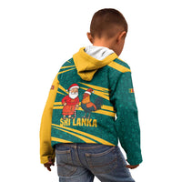 Sri Lanka Christmas Kid Hoodie with Santa Claus Rooster Festive Pattern and National Flag Design - Wonder Print Shop