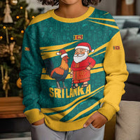 Sri Lanka Christmas Kid Ugly Christmas Sweater with Santa Claus Rooster Festive Pattern and National Flag Design - Wonder Print Shop