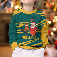 Sri Lanka Christmas Kid Ugly Christmas Sweater with Santa Claus Rooster Festive Pattern and National Flag Design - Wonder Print Shop