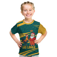 Sri Lanka Christmas Kid T Shirt with Santa Claus Rooster Festive Pattern and National Flag Design - Wonder Print Shop