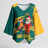 Sri Lanka Christmas Kimono Sleeve Blouse with Santa Claus Rooster Festive Pattern and National Flag Design - Wonder Print Shop