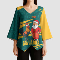 Sri Lanka Christmas Kimono Sleeve Blouse with Santa Claus Rooster Festive Pattern and National Flag Design - Wonder Print Shop