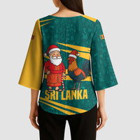 Sri Lanka Christmas Kimono Sleeve Blouse with Santa Claus Rooster Festive Pattern and National Flag Design - Wonder Print Shop