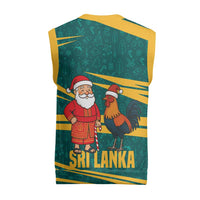 Sri Lanka Christmas Knitted V-Neck Vest with Santa Claus Rooster Festive Pattern and National Flag Design - Wonder Print Shop