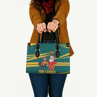 Sri Lanka Christmas Leather Bag with Santa Claus Rooster Festive Pattern and National Flag Design - Wonder Print Shop