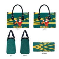 Sri Lanka Christmas Leather Bag with Santa Claus Rooster Festive Pattern and National Flag Design - Wonder Print Shop