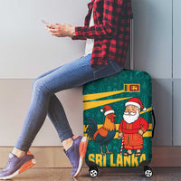 Sri Lanka Christmas Luggage Cover with Santa Claus Rooster Festive Pattern and National Flag Design - Wonder Print Shop