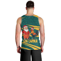 Sri Lanka Christmas Men Tank Top with Santa Claus Rooster Festive Pattern and National Flag Design - Wonder Print Shop