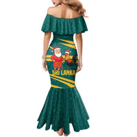 Sri Lanka Christmas Mermaid Dress with Santa Claus Rooster Festive Pattern and National Flag Design - Wonder Print Shop