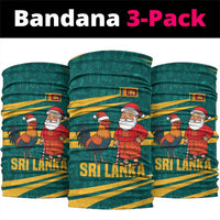 Sri Lanka Christmas Neck Gaiter with Santa Claus Rooster Festive Pattern and National Flag Design - Wonder Print Shop