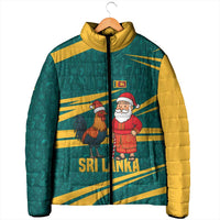 Sri Lanka Christmas Padded Jacket with Santa Claus Rooster Festive Pattern and National Flag Design - Wonder Print Shop