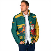 Sri Lanka Christmas Padded Jacket with Santa Claus Rooster Festive Pattern and National Flag Design - Wonder Print Shop