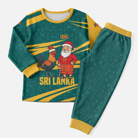 Sri Lanka Christmas Pajama Set with Santa Claus Rooster Festive Pattern and National Flag Design - Wonder Print Shop