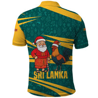 Sri Lanka Christmas Polo Shirt with Santa Claus Rooster Festive Pattern and National Flag Design - Wonder Print Shop