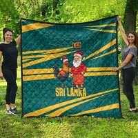 Sri Lanka Christmas Quilt with Santa Claus Rooster Festive Pattern and National Flag Design - Wonder Print Shop