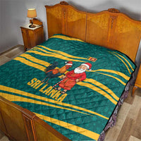 Sri Lanka Christmas Quilt with Santa Claus Rooster Festive Pattern and National Flag Design - Wonder Print Shop