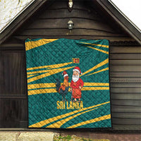 Sri Lanka Christmas Quilt with Santa Claus Rooster Festive Pattern and National Flag Design - Wonder Print Shop