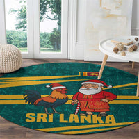 Sri Lanka Christmas Round Carpet with Santa Claus Rooster Festive Pattern and National Flag Design - Wonder Print Shop