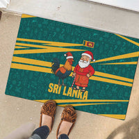 Sri Lanka Christmas Rubber Doormat with Santa Claus Rooster Festive Pattern and National Flag Design - Wonder Print Shop