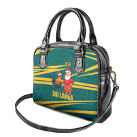 Sri Lanka Christmas Shoulder Handbag with Santa Claus Rooster Festive Pattern and National Flag Design - Wonder Print Shop