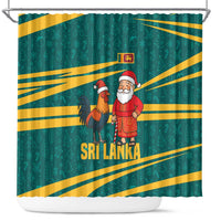Sri Lanka Christmas Shower Curtain with Santa Claus Rooster Festive Pattern and National Flag Design - Wonder Print Shop
