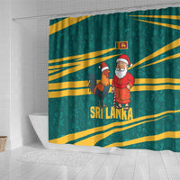 Sri Lanka Christmas Shower Curtain with Santa Claus Rooster Festive Pattern and National Flag Design - Wonder Print Shop
