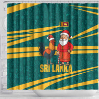 Sri Lanka Christmas Shower Curtain with Santa Claus Rooster Festive Pattern and National Flag Design - Wonder Print Shop