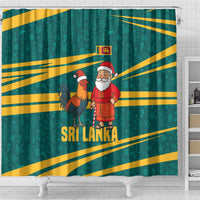 Sri Lanka Christmas Shower Curtain with Santa Claus Rooster Festive Pattern and National Flag Design - Wonder Print Shop