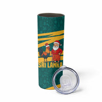 Sri Lanka Christmas Skinny Tumbler with Santa Claus Rooster Festive Pattern and National Flag Design - Wonder Print Shop