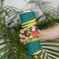Sri Lanka Christmas Skinny Tumbler with Santa Claus Rooster Festive Pattern and National Flag Design - Wonder Print Shop