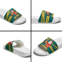 Sri Lanka Christmas Slide Sandals with Santa Claus Rooster Festive Pattern and National Flag Design - Wonder Print Shop