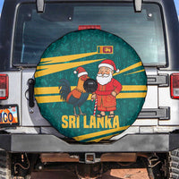 Sri Lanka Christmas Spare Tire Cover with Santa Claus Rooster Festive Pattern and National Flag Design - Wonder Print Shop