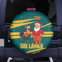 Sri Lanka Christmas Spare Tire Cover with Santa Claus Rooster Festive Pattern and National Flag Design - Wonder Print Shop