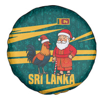 Sri Lanka Christmas Spare Tire Cover with Santa Claus Rooster Festive Pattern and National Flag Design - Wonder Print Shop