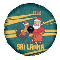 Sri Lanka Christmas Spare Tire Cover with Santa Claus Rooster Festive Pattern and National Flag Design - Wonder Print Shop