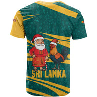 Sri Lanka Christmas T Shirt with Santa Claus Rooster Festive Pattern and National Flag Design - Wonder Print Shop