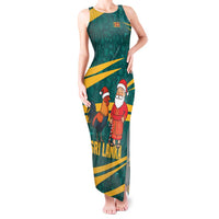 Sri Lanka Christmas Tank Maxi Dress with Santa Claus Rooster Festive Pattern and National Flag Design - Wonder Print Shop