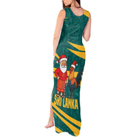 Sri Lanka Christmas Tank Maxi Dress with Santa Claus Rooster Festive Pattern and National Flag Design - Wonder Print Shop